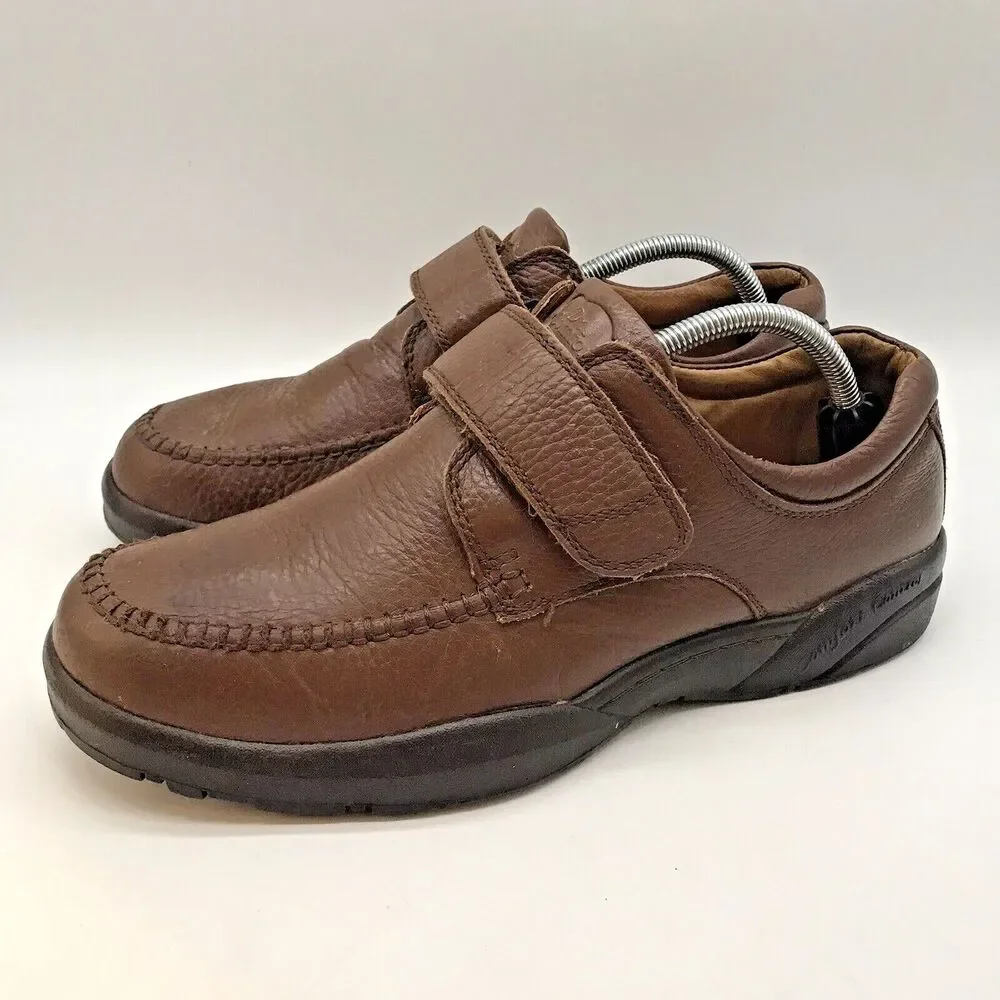 Dr. Comfort Scott 9020 Comfort Shoe Men's 9.5W Brown Leather Low Top Hook & Loop
